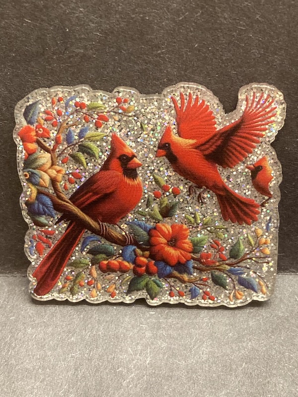 Cardinal Family Glitter Flatback - Badger Bead Supply